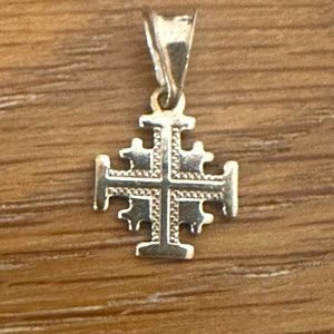 Sterling Silver Jerusalem Cross 925 Charm Christmas Pendant Crusaders Five Fold